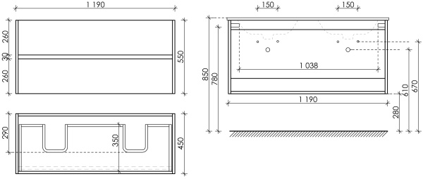 Тумба под раковину Sancos  Urban UR120-2W белый глянец